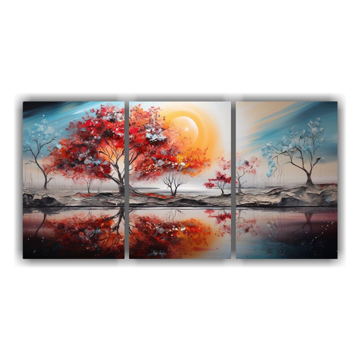 Pinturas Minimalistas En Rojo Y Dorado En Estilo 150x75 Cm-0
