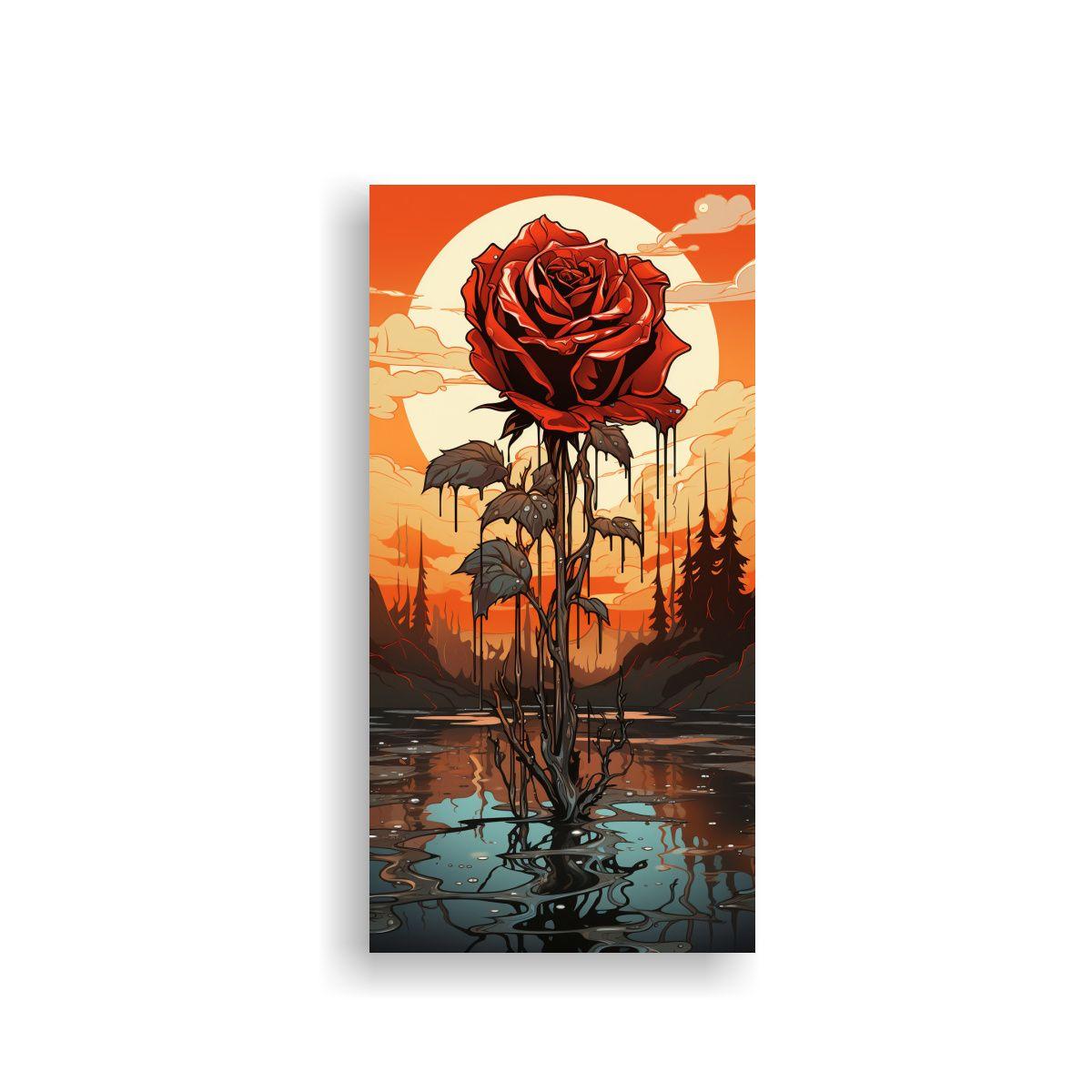 Cuadro Moderno Temática Rosa En Fusión Lienzo 70x140cm-0