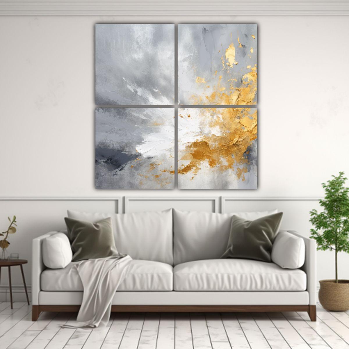 Cuadriptico Abstracto Atmosférico Inspiración 180x180 Cm-2