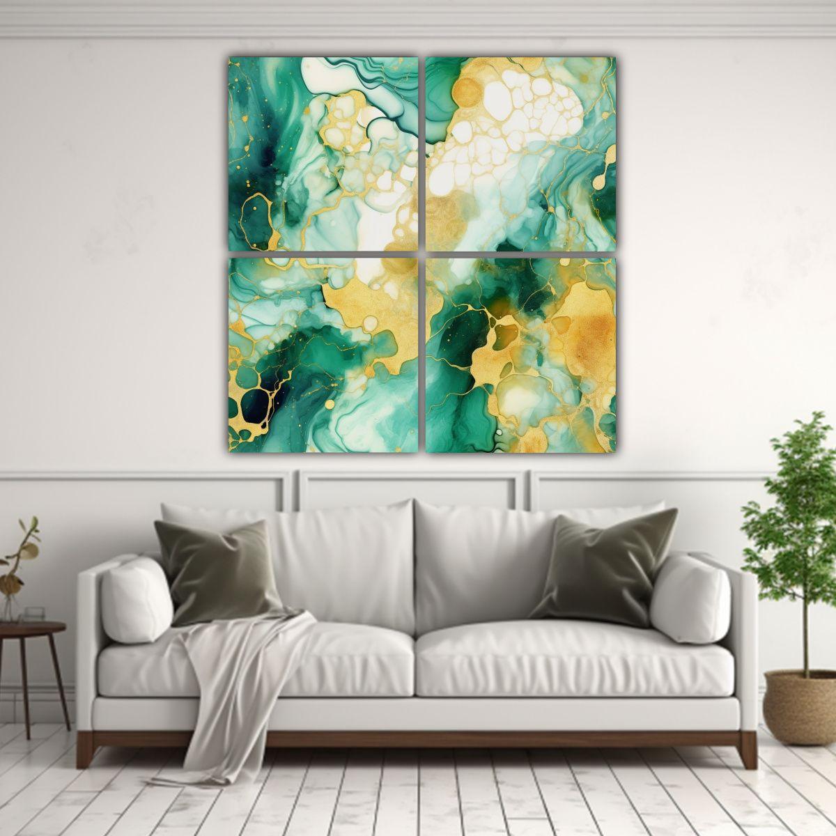 Lienzos Decorativos Clásicos En Tonos Dorado 200x200 Cm-2