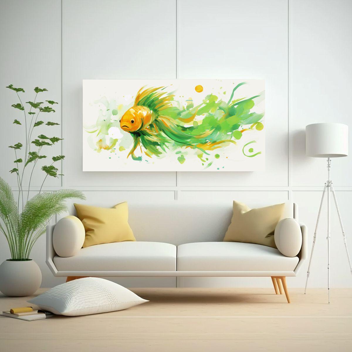 Pintura Decorativa De Un Goldfish En Colores 100x50 Cm-2