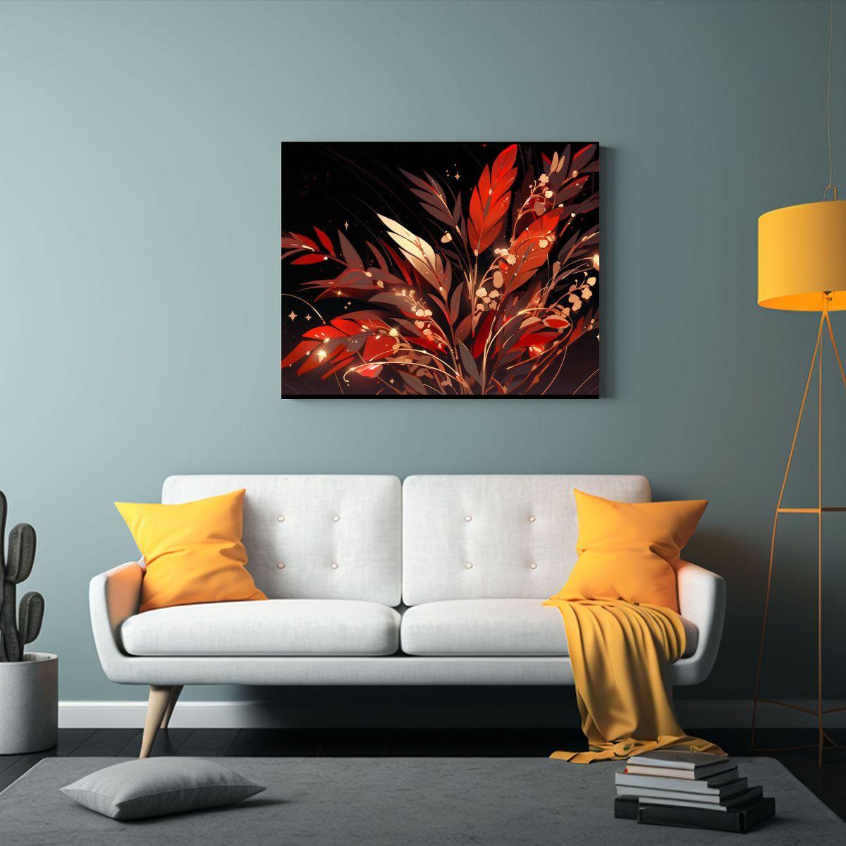 Pinturas Decorativas En Estilo Neonoir Con Formación En Roj 50x40cm-2