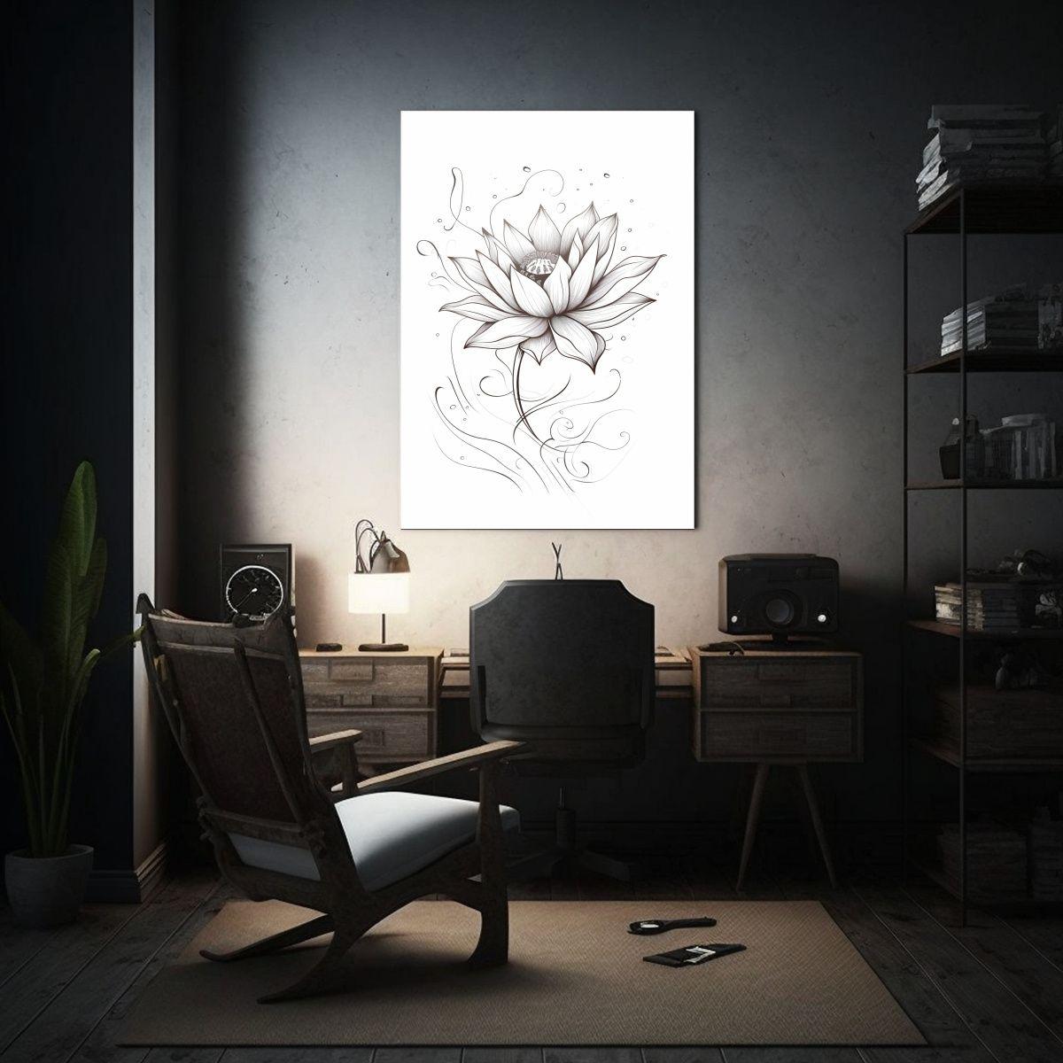 Pintura Decorativa De Loto Flotando En El Lago, 20x30cm-2