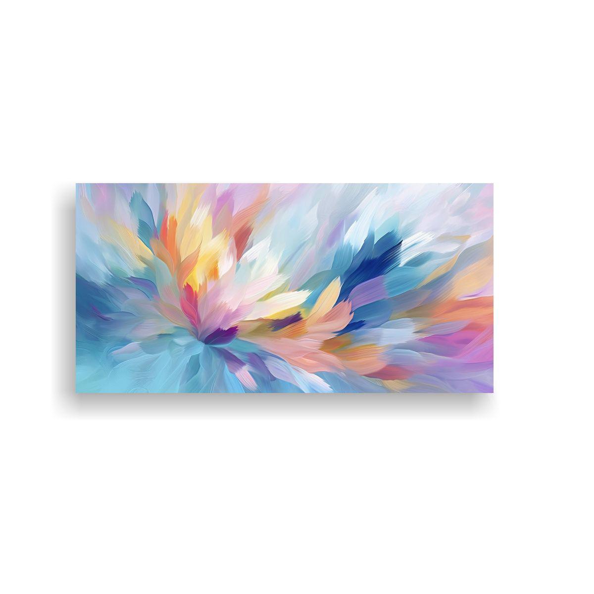 Pintura Abstracta Floral Impresionista Colorida 40x20cm-0