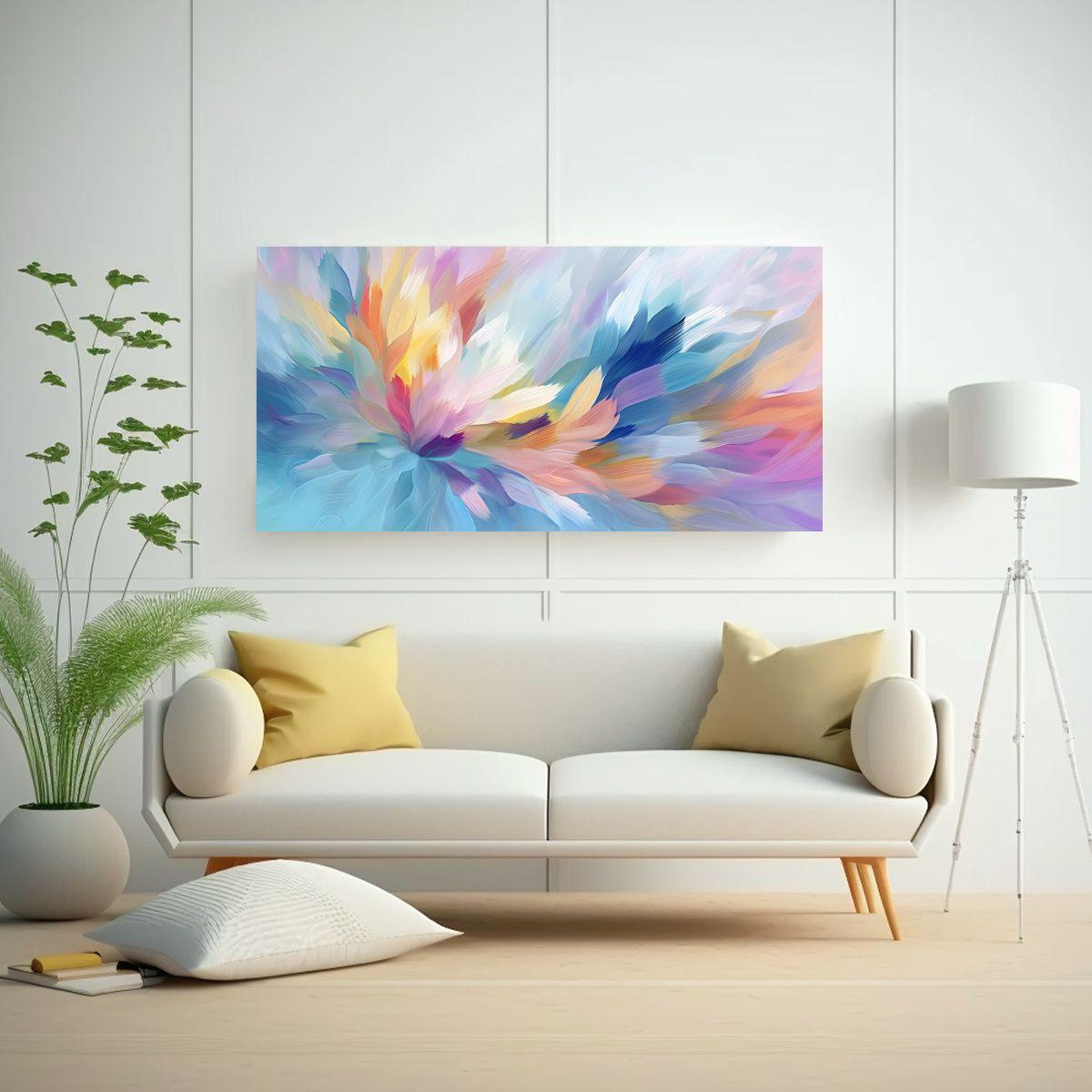 Pintura Abstracta Floral Impresionista Colorida 40x20cm-2
