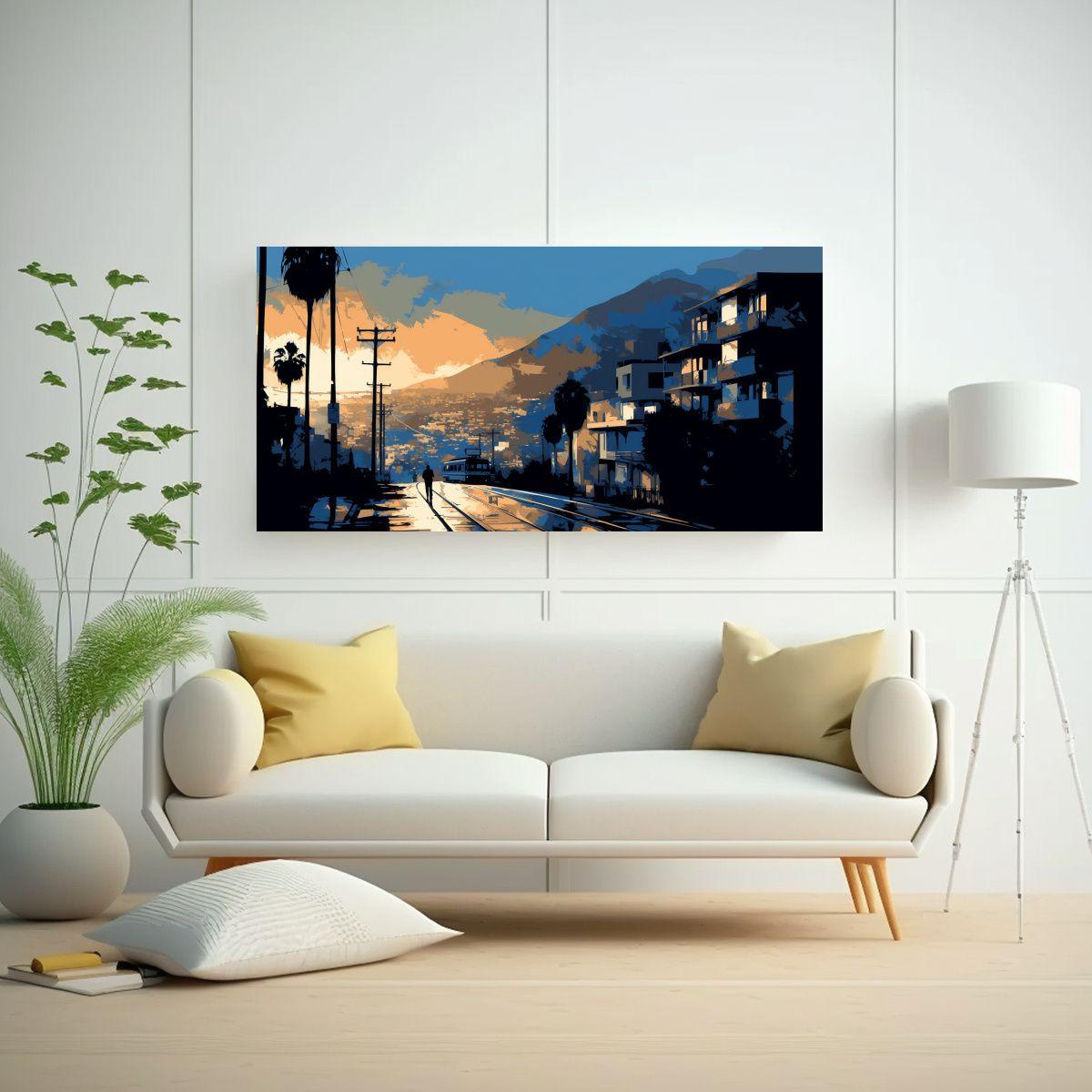 Cuadros Decorativos En Tonos Marrón Y Azul Neon 120x60cm-2