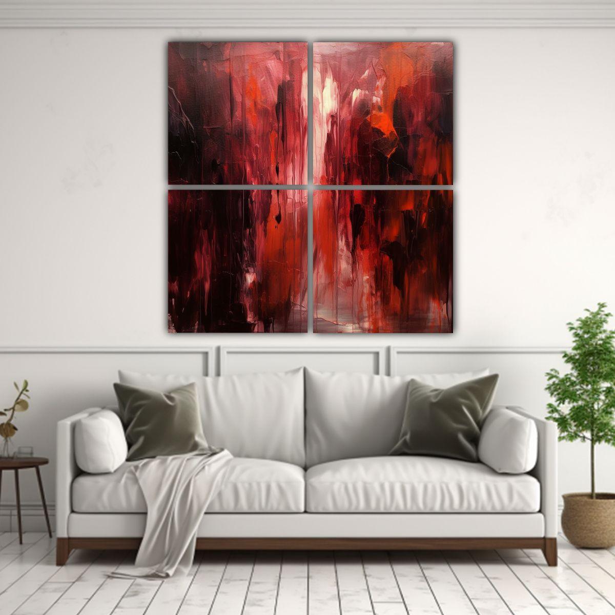 Cuatro Composición Abstracta Con Tonos Profundos 80x80 Cm-2