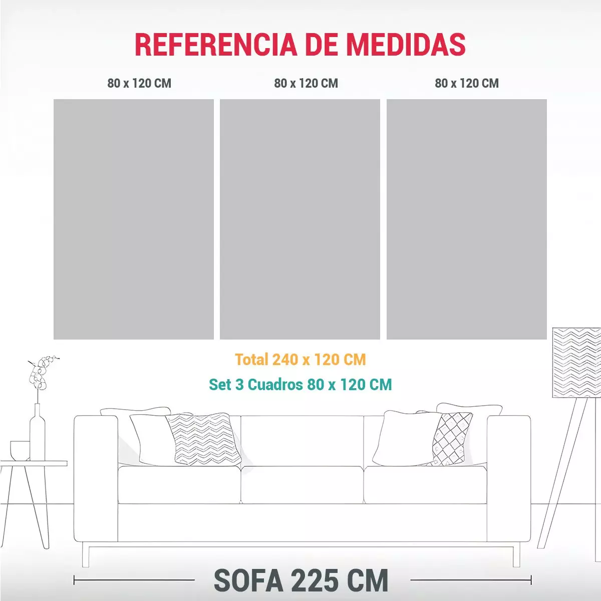 Set 3 Cuadros Decoración Bougainvillea Bonsái 240x120 Cm-1
