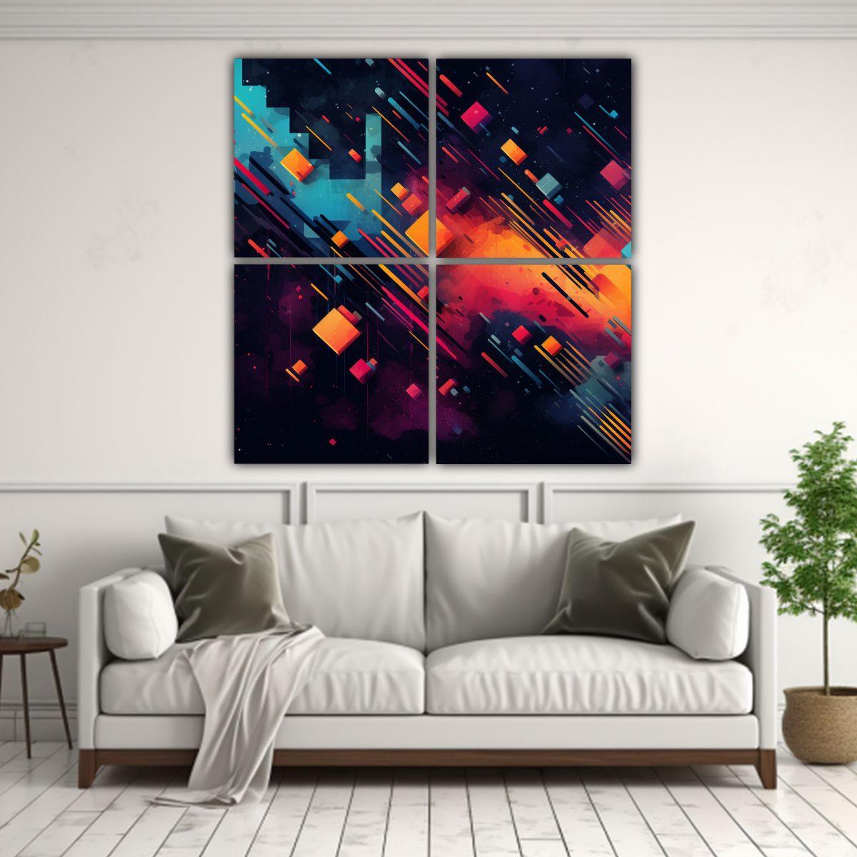 Cuatro Cuadros Inspiración Poder Datta Abstracto 180x180 Cm-2