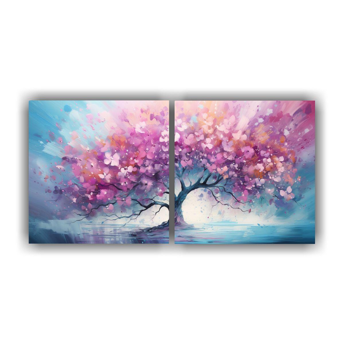 Pintura Abstracta De árbol Tropical En Colores 80x40 Cm-0