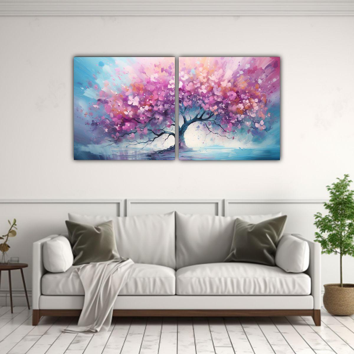 Pintura Abstracta De árbol Tropical En Colores 80x40 Cm-2
