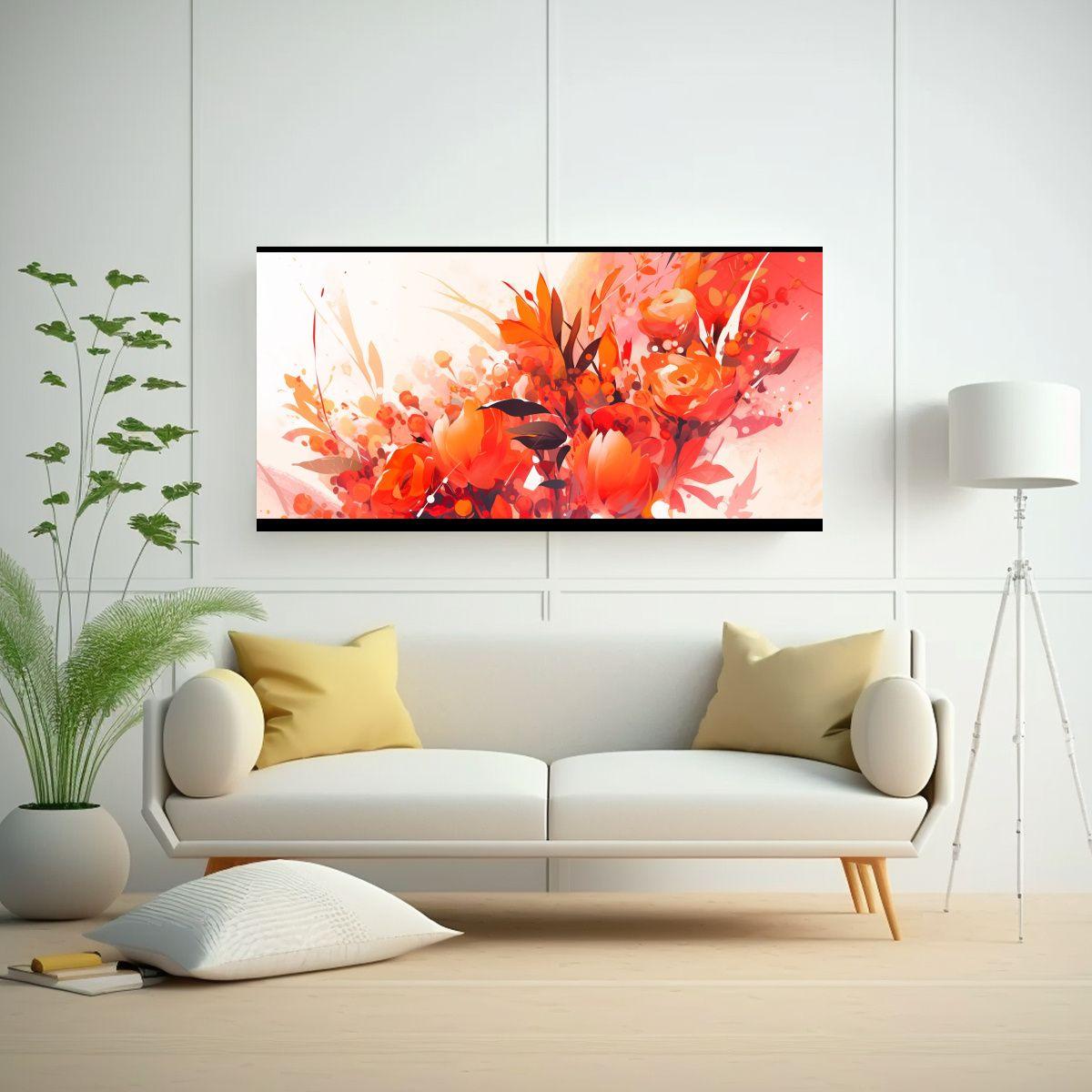 Cuadro Fantasía Rojo Y Naranja En Estilo 100x50 Cm-2