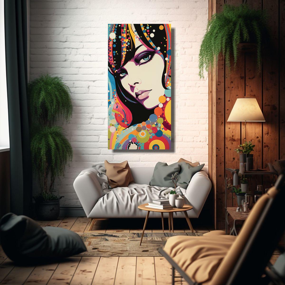 Pintura Decorativa En Bastidor Estilo 1960s 50x100cm-2