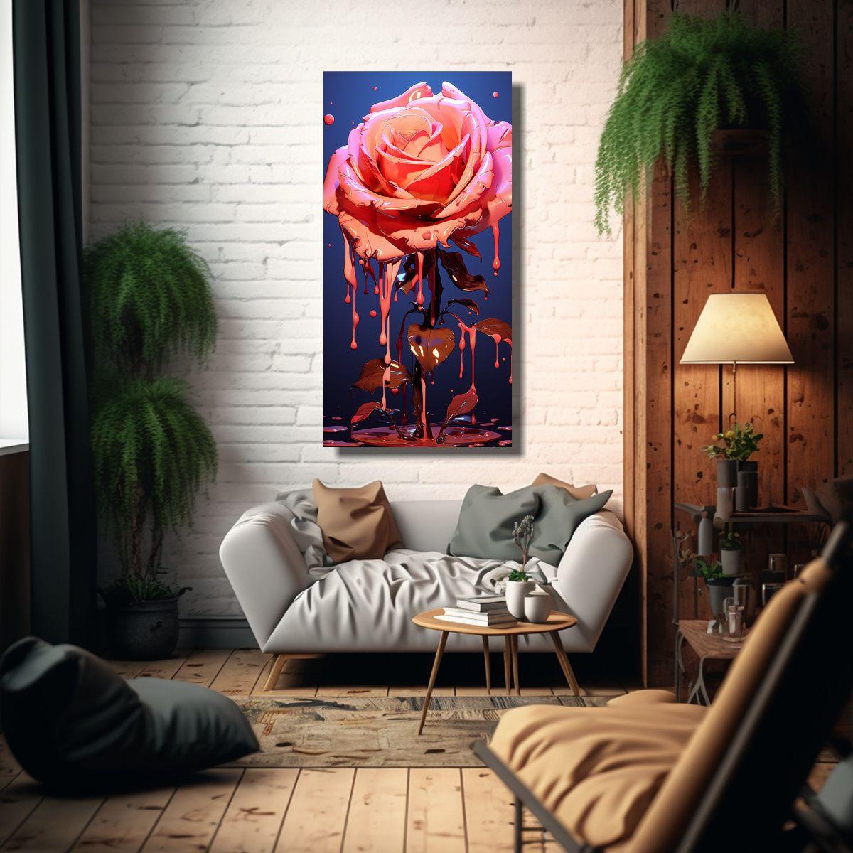 Cuadro De Relieve Con Patrón Intenso Una Rosa 50x100cm-2