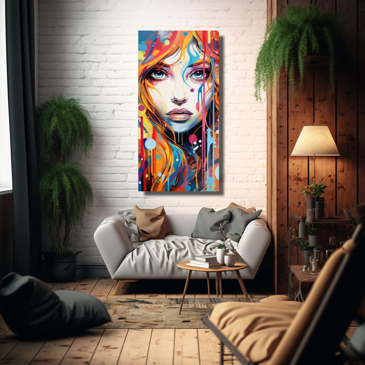 Pintura Decorativa Con Imagen De Una Chica 60x120cm-2