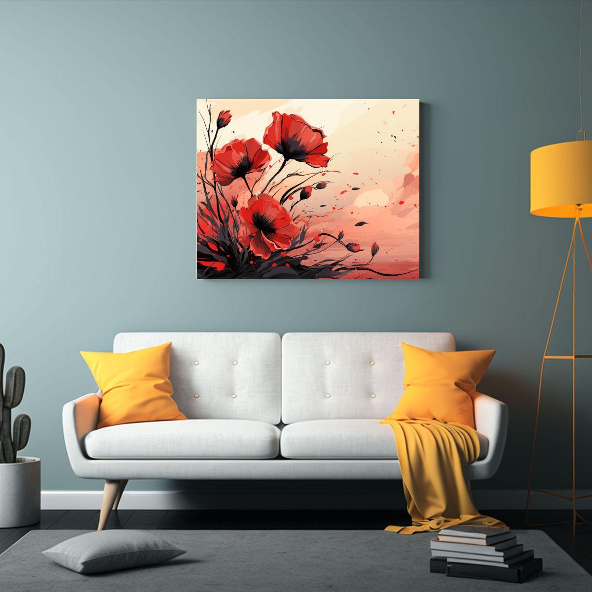 Cuadro Moderno Granos Hierbas En Rojo Y Negro Para Comedor C 75x50cm-2