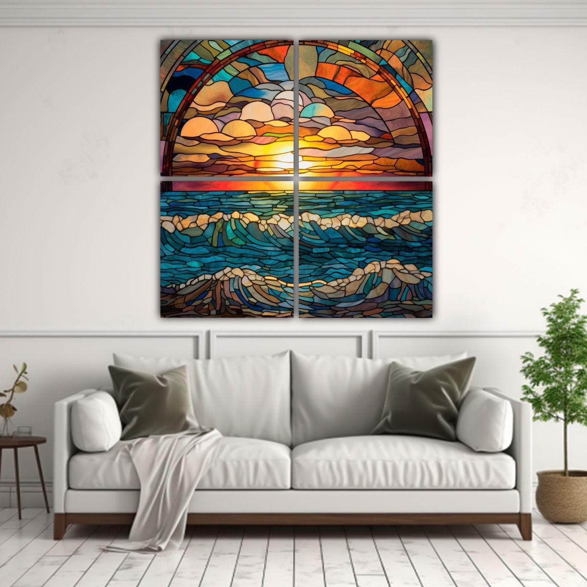 Cuadros Movimiento Inspiración Cristal Playa 160x160 Cm-2