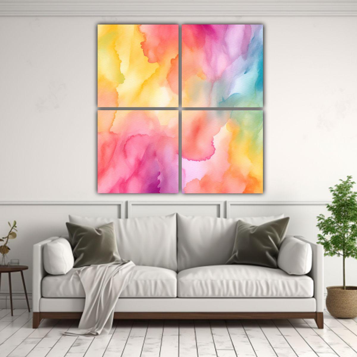 Cuatro Lienzos De Tela Con Temática De 120x120 Cm-2