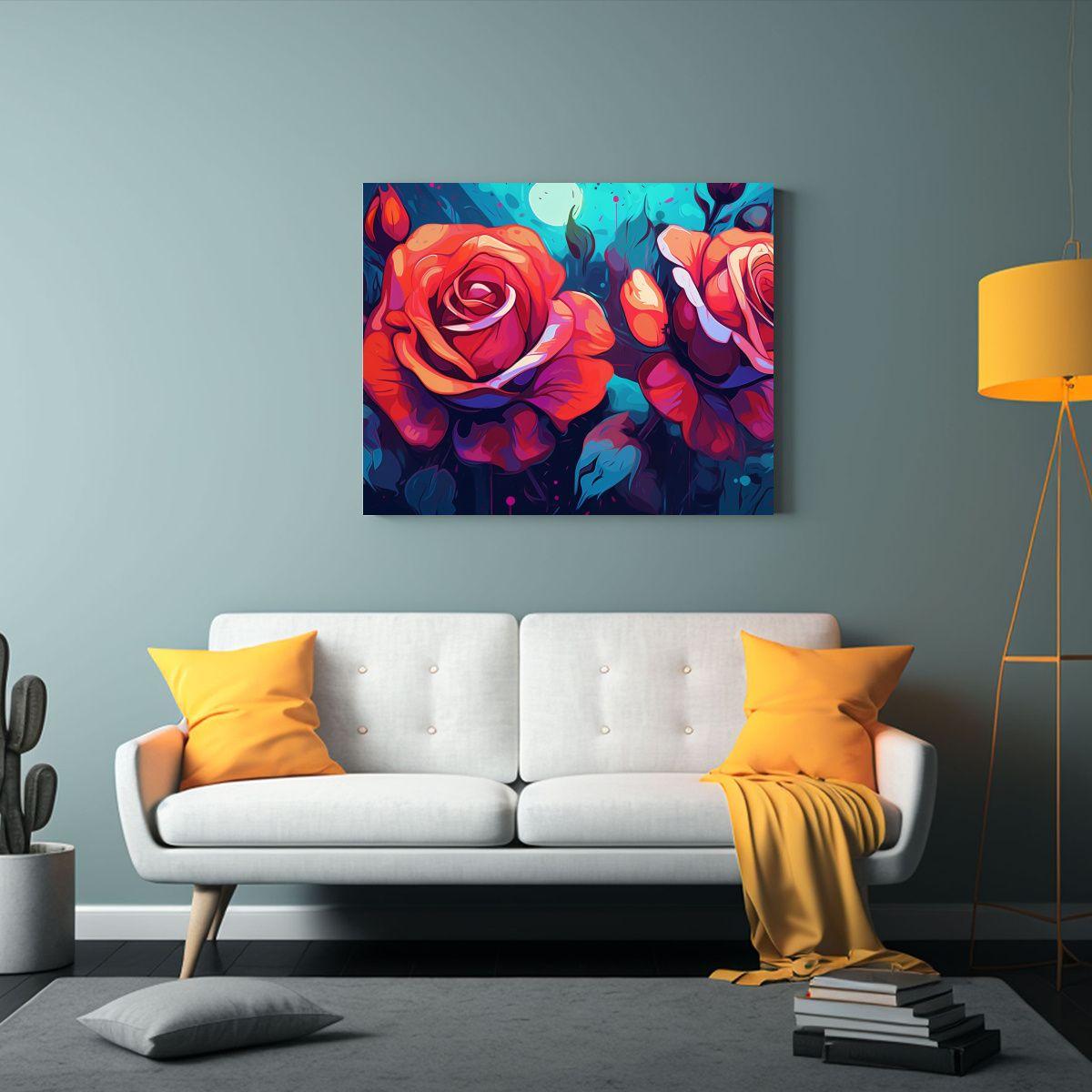 Pinturas Decorativas De Arte De Pared Con Rosas De Acuarela  30x20cm-2