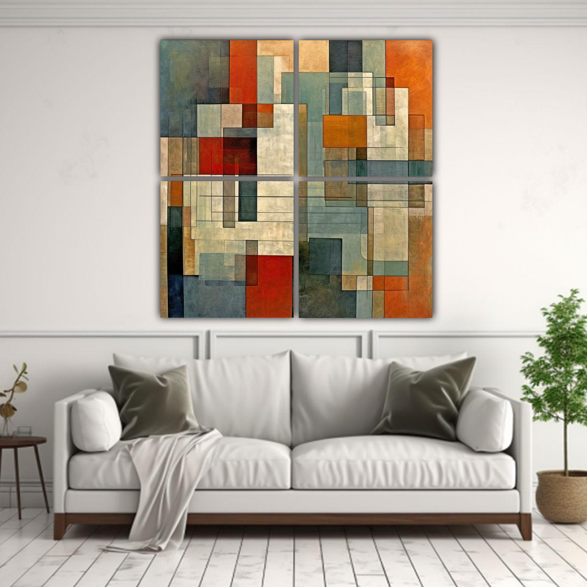 Cuatro Arte Pared Concepto Living Líneas Y 200x200 Cm-2