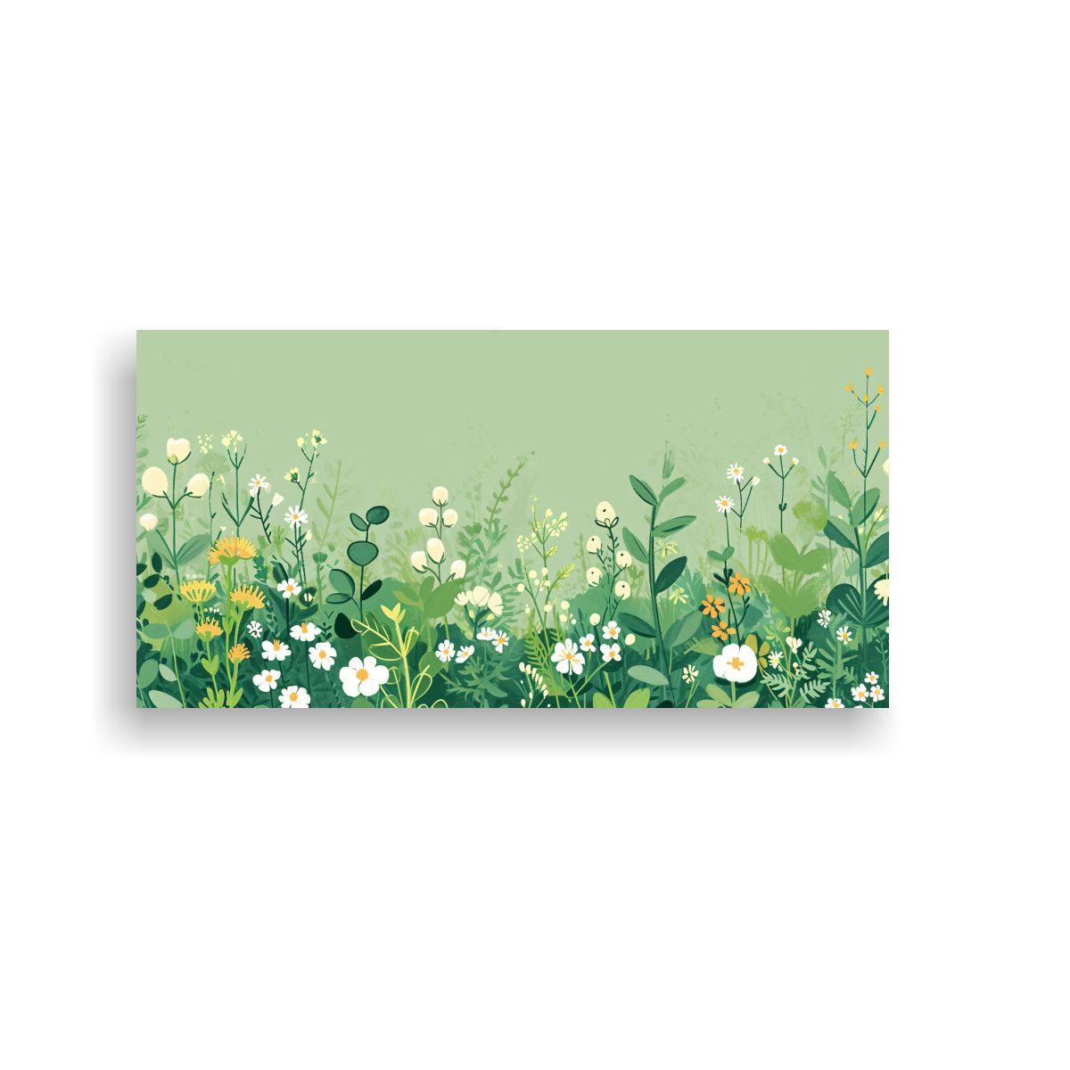 Fondo Verde Suave Con Dibujo Delicado De Flores 60x30cm-0