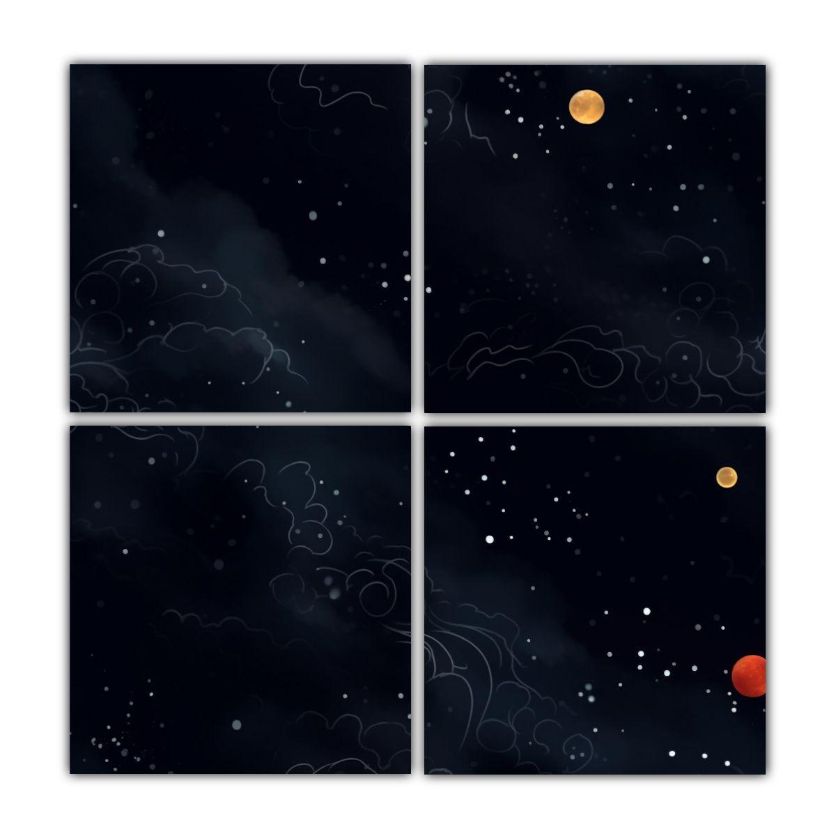 4 Cuadros Movimiento Brillante Estrellado En 180x180 Cm-0