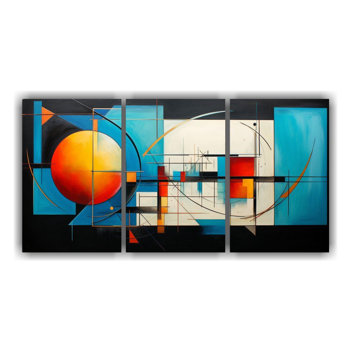 Pinturas Abstractas Geométricas De Dos Cuadros 60x30 Cm-0