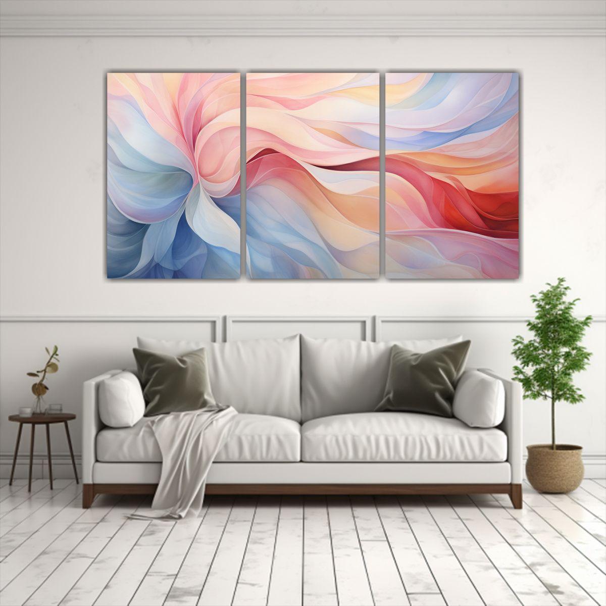 Set 3 Lienzos Impreso Con Patrones Florales 120x60 Cm-2