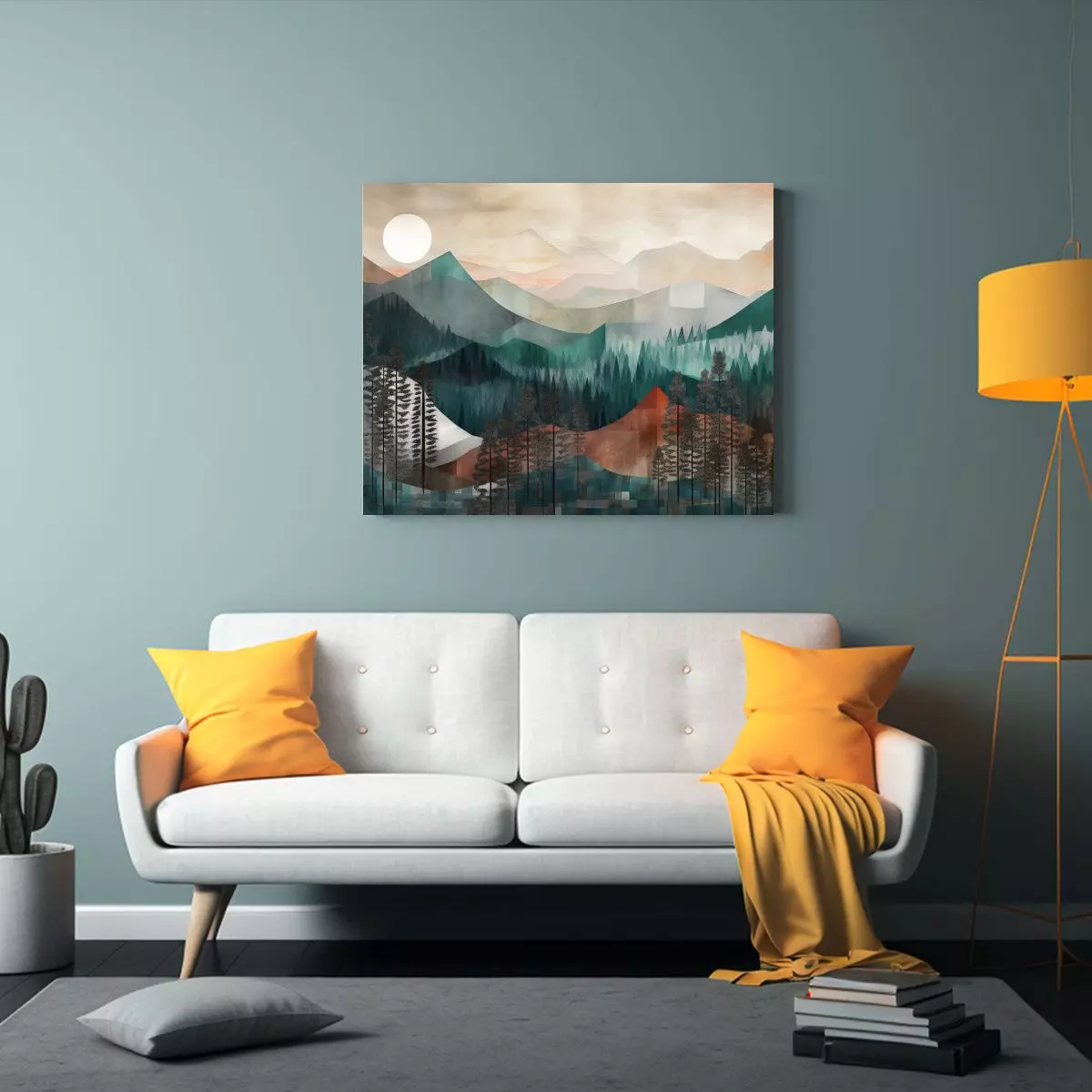 Paisaje Montañoso Abstracto En Tonos Suaves Del Noroeste De 50x40cm-1