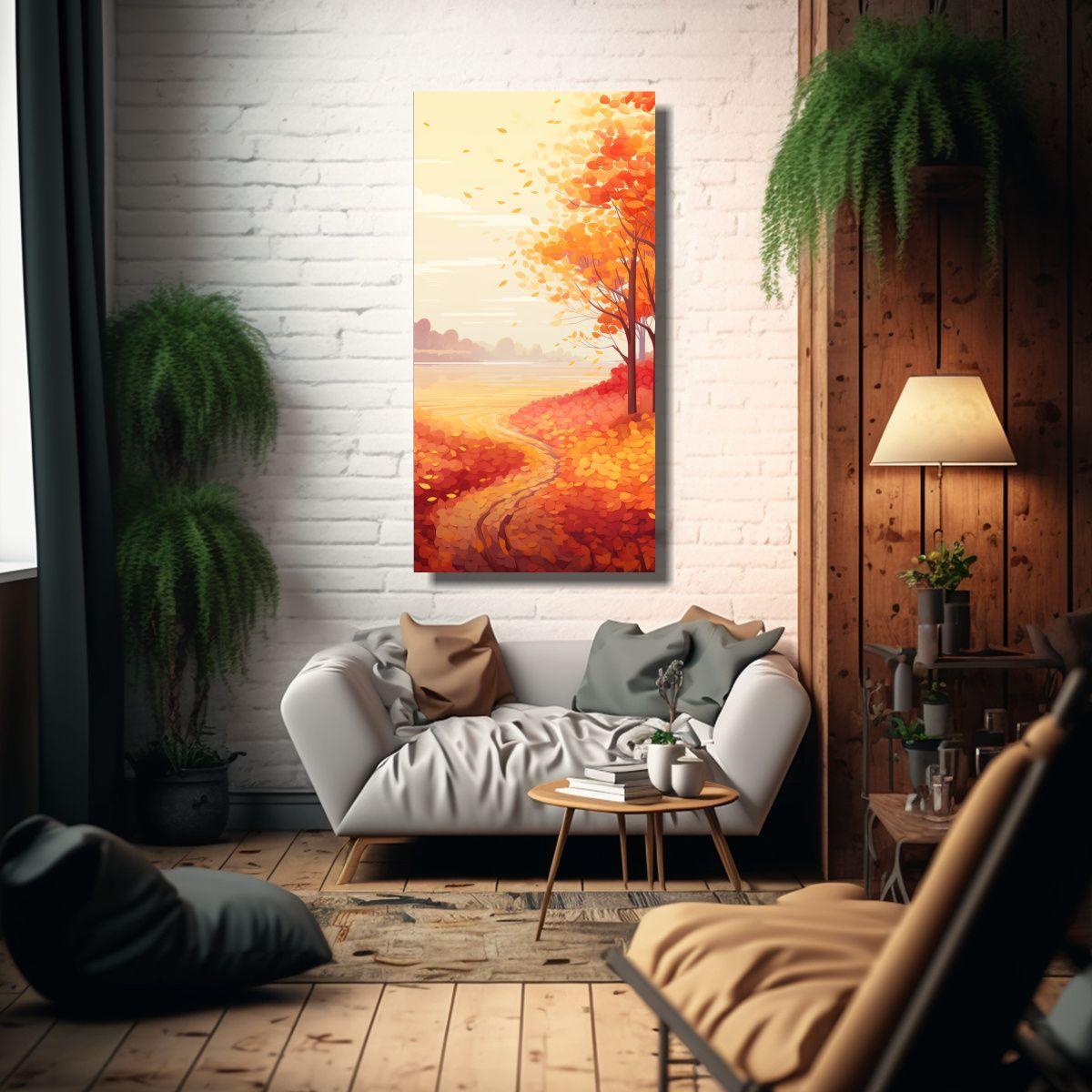 Cuadro Hermoso Pop Art Colores Otoñales Mosaico 70x140cm-2