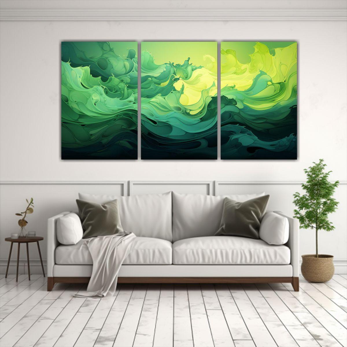 Cuadros Abstractos En Verde Inspirados En Enigmas 240x120 Cm-2