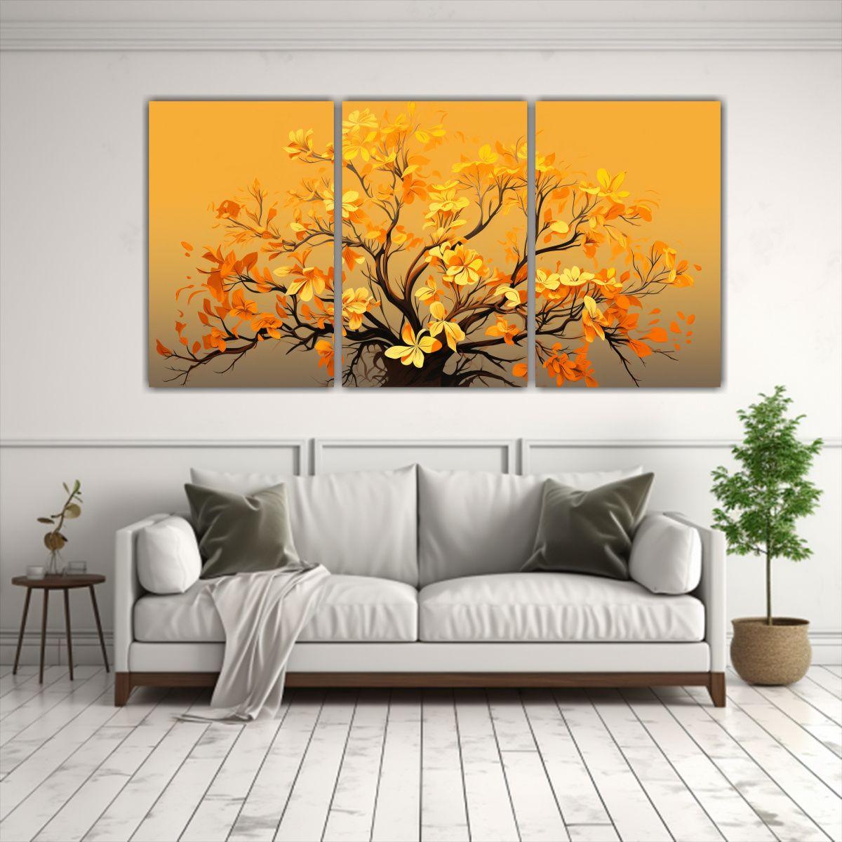 Cuadro Decorativo De árbol Tropical En Amarillo 150x75 Cm-2