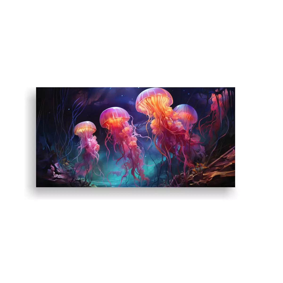 Pintura Abstracta Alegre De Una Medusa En Estilo 60x30cm-0
