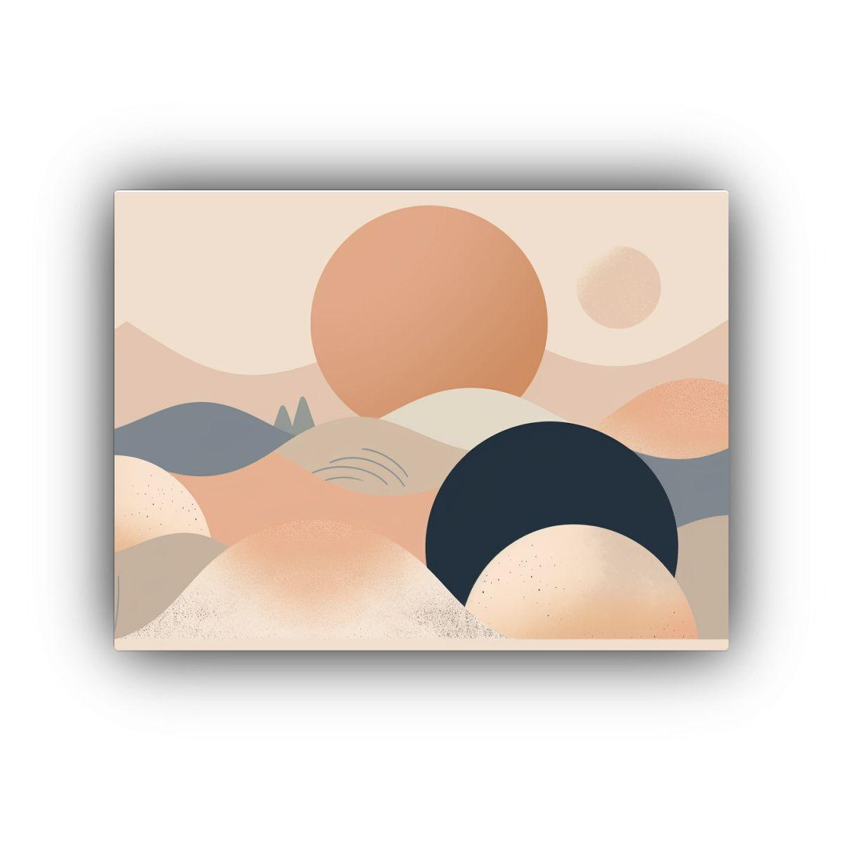 Lienzo Minimalista Boho En Tonos Neutros Y Pastel. 40x30cm-0