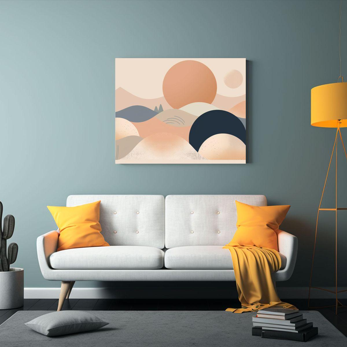 Lienzo Minimalista Boho En Tonos Neutros Y Pastel. 40x30cm-2