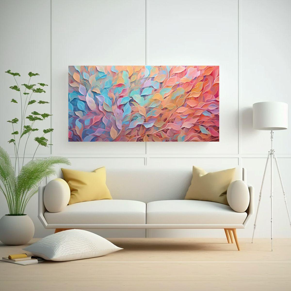 Pintura Clásica De Follaje Abstracto En Lienzo: 140x70 Cm-2