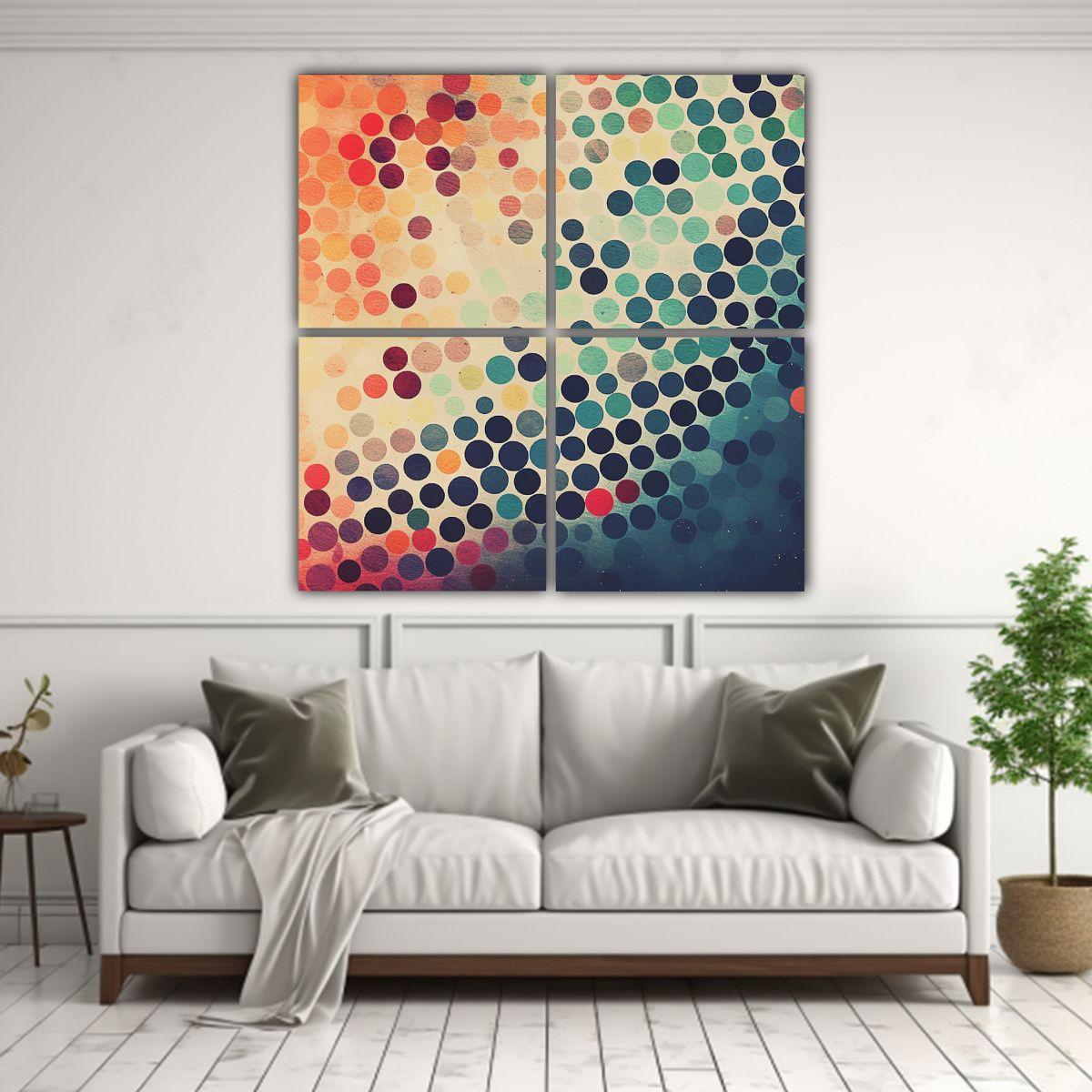 Cuadros Decorativos Con Tonos Actuales Y Puntos 160x160 Cm-2