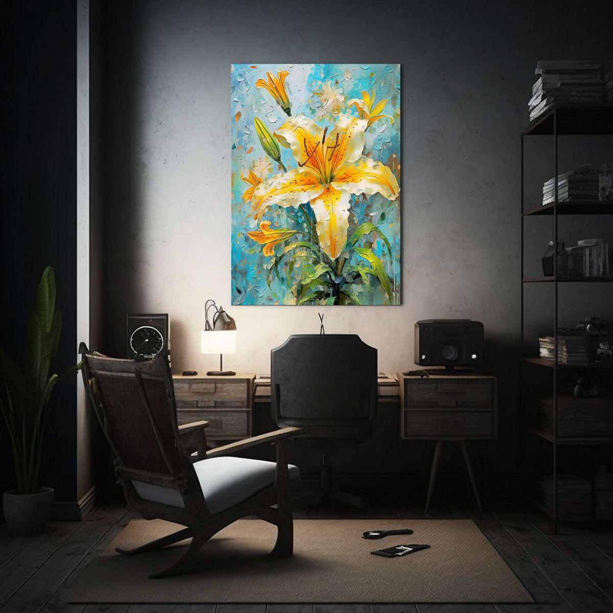 Cuadro Moderno Armonía Colores Lirio Amarillo 60x90cm-2