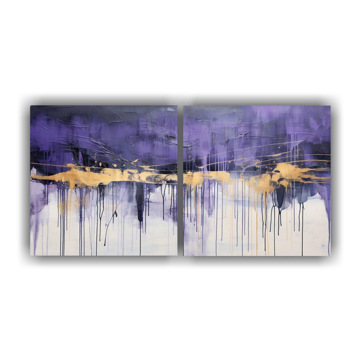 Dos Lienzos Abstracto Armonía Cromática: 140x70 Cm-0