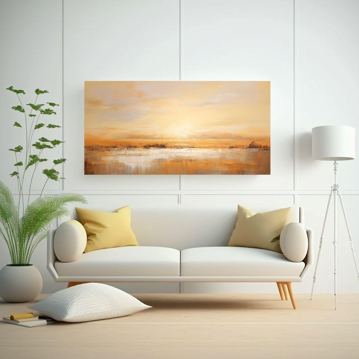 Cuadro Vintage Abstracto Paisaje Con Colores 160x80cm-2