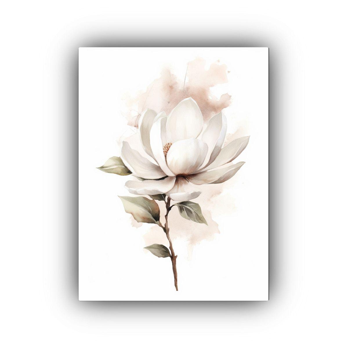Pintura Decorativa De Magnolia Acuarela 40x60 Cm-0