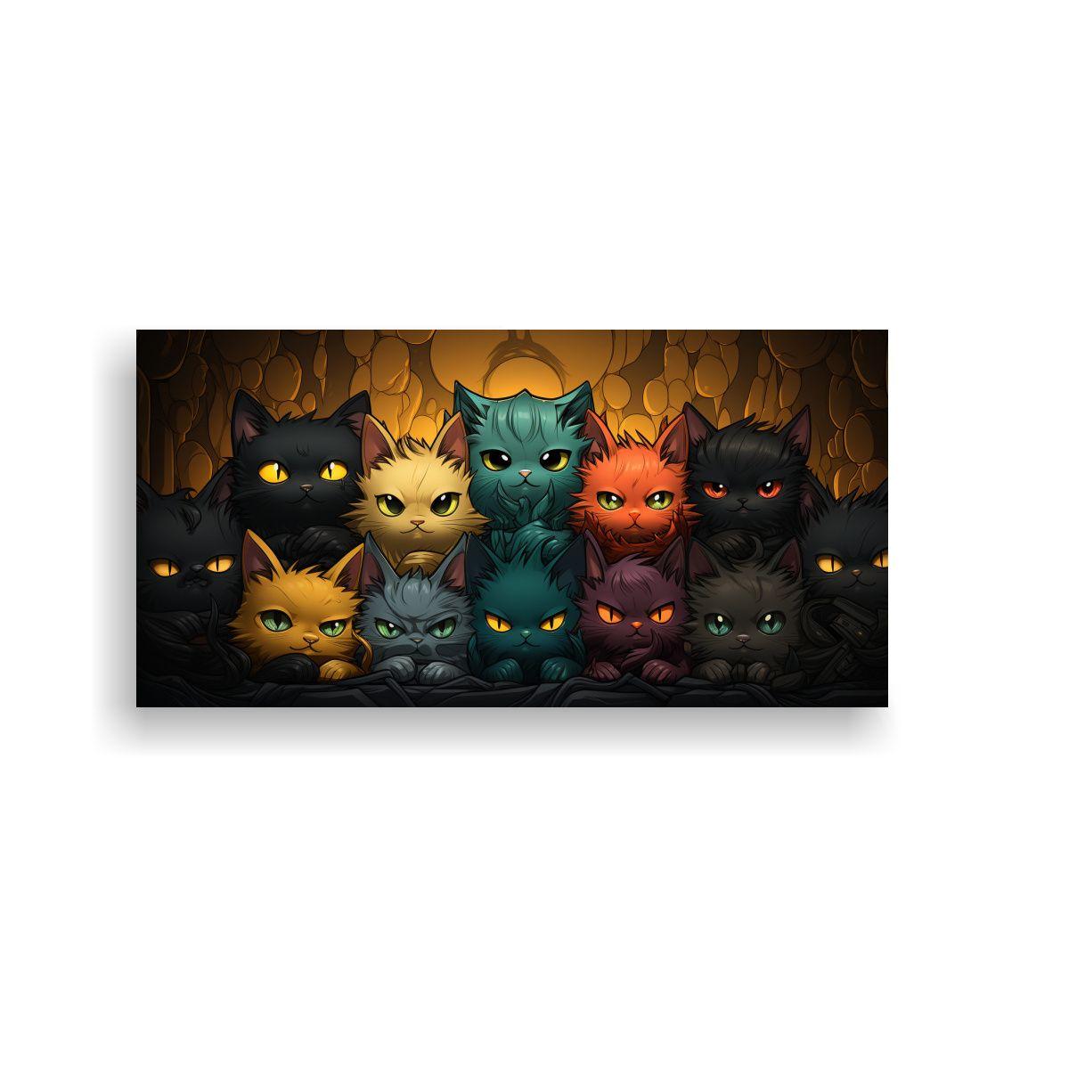 Cuadros Decorativos Gatos De Colores Apilados 120x60cm-0