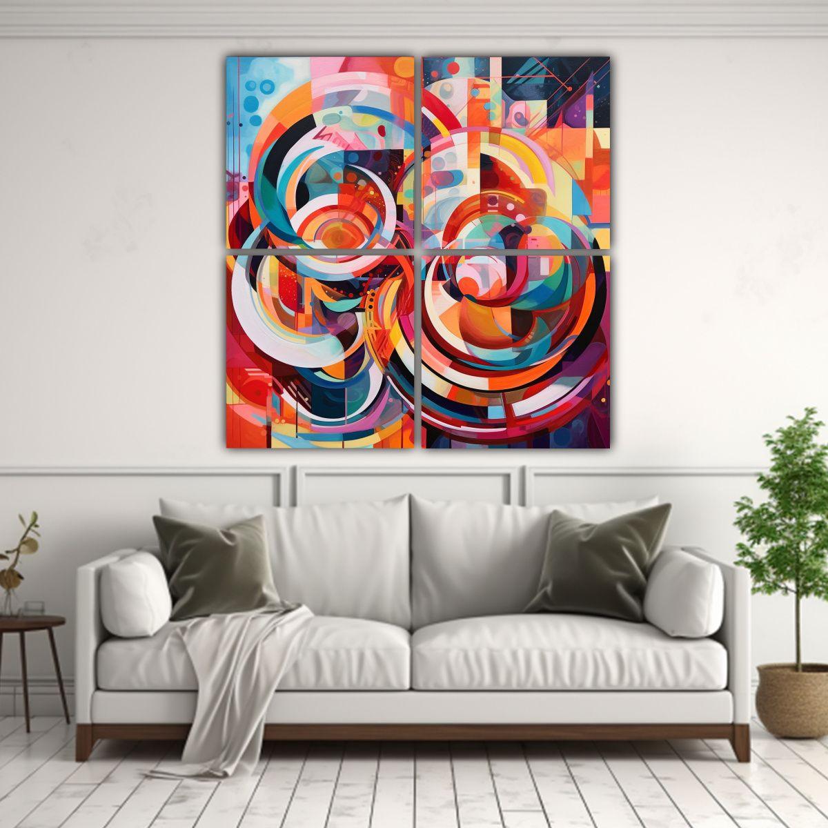 Cuatro Telas En Bastidor Concepto Simetría 200x200 Cm-2