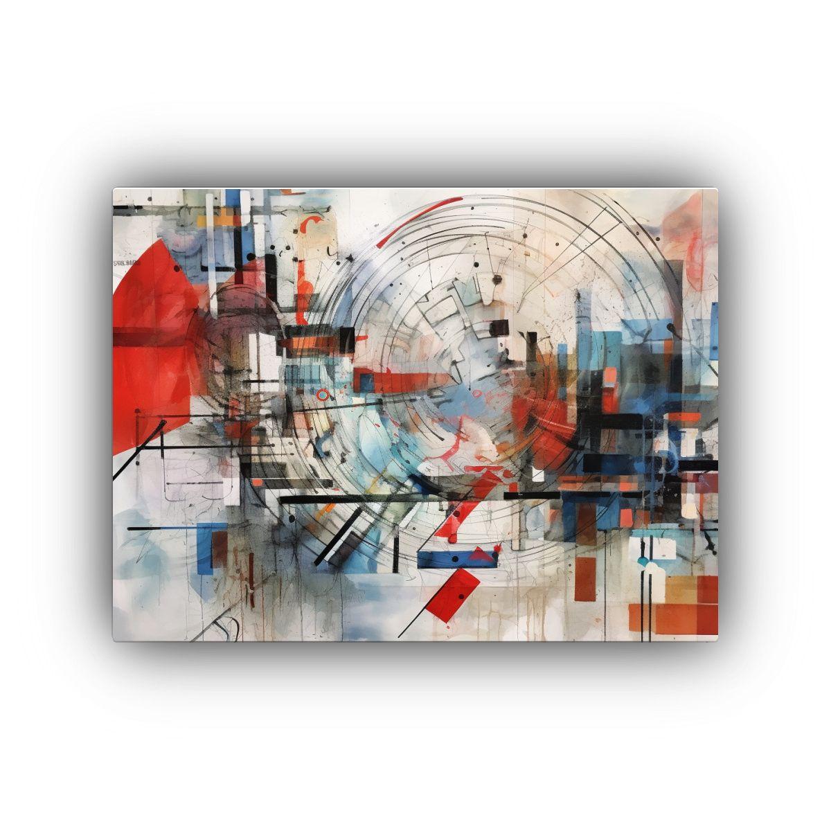 Cuadro Blanco Con Líneas De Colores En Armonía. 90x60cm-0