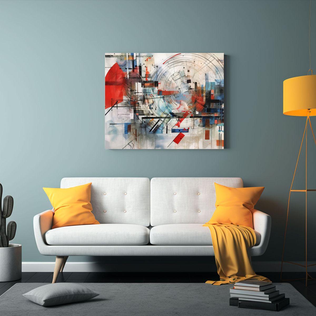 Cuadro Blanco Con Líneas De Colores En Armonía. 90x60cm-2