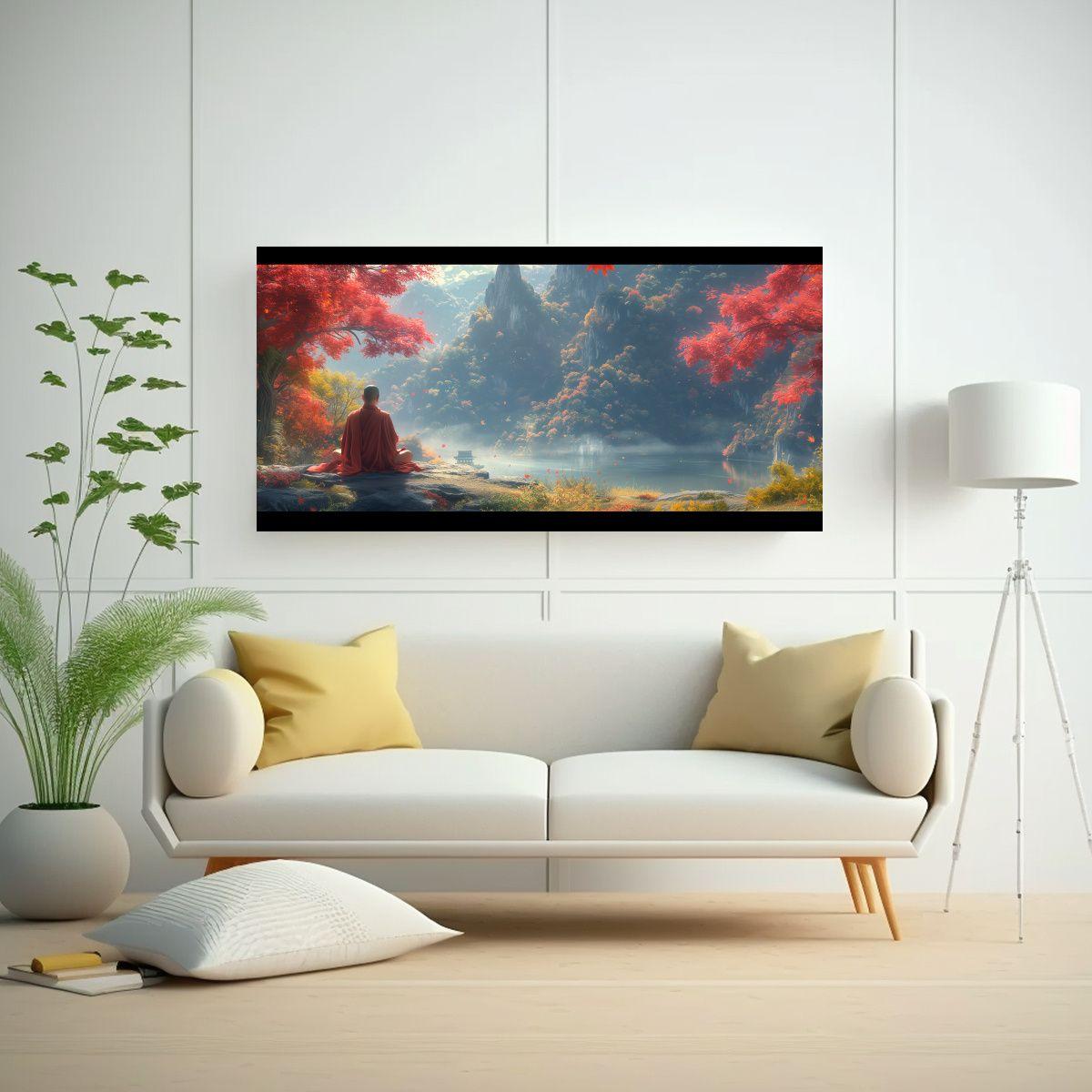 Cuadro En Bastidor Temática Zen: Monje 80x40cm-2