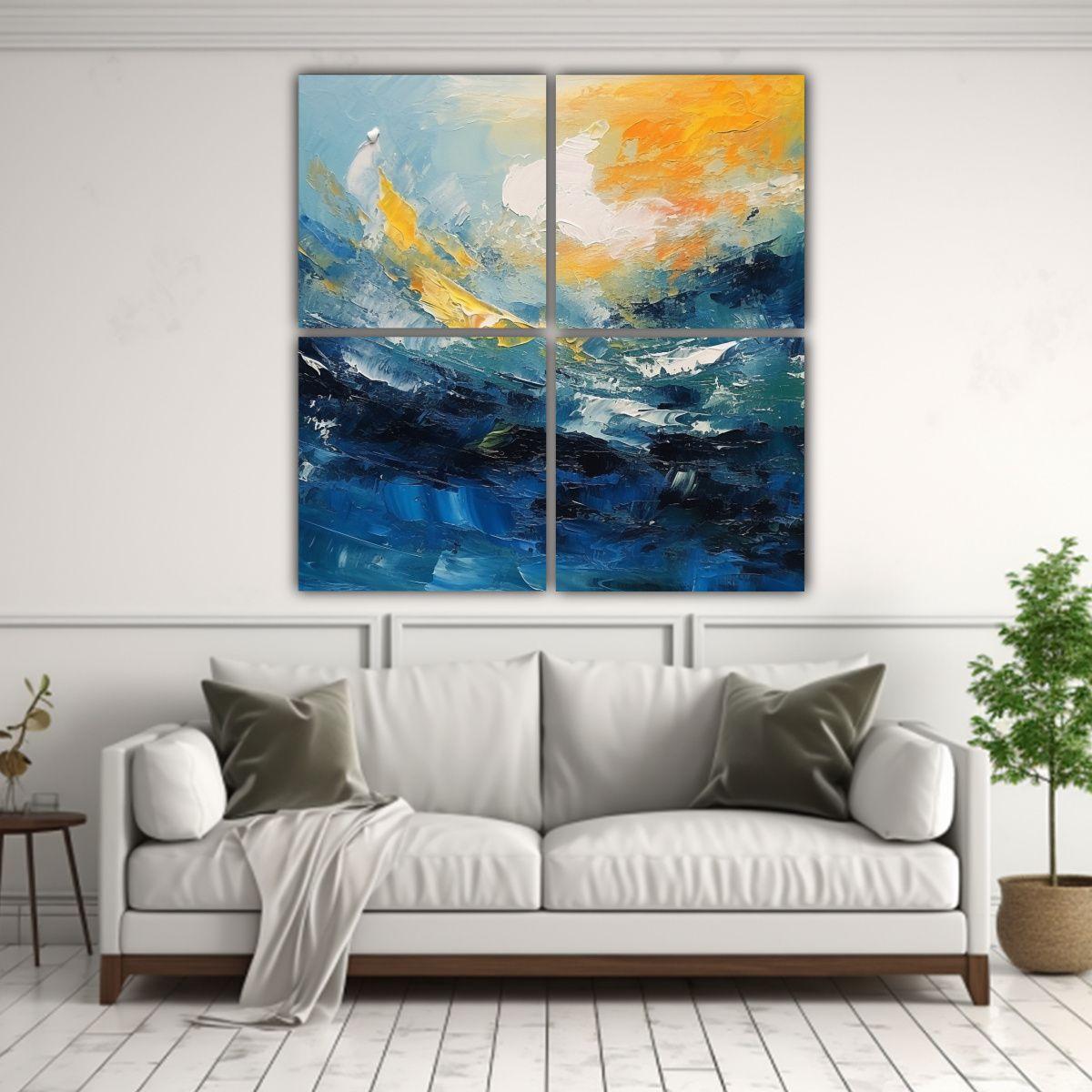 Cuatro Telas En Bastidor Colores Regalo Pintura 120x120 Cm-2