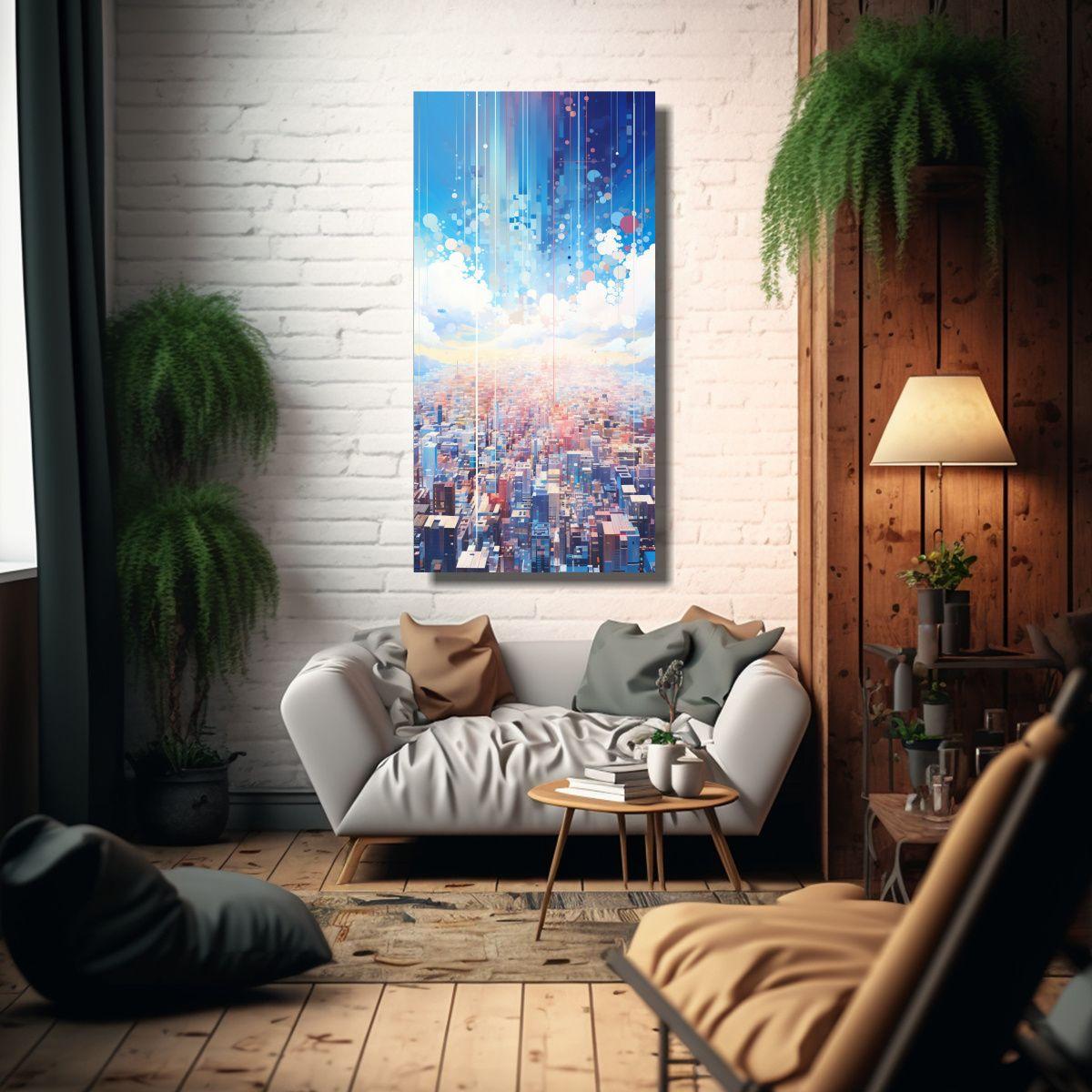 Cuadro Expresión Surrealista De Una Ciudad Con 80x160 Cm-2