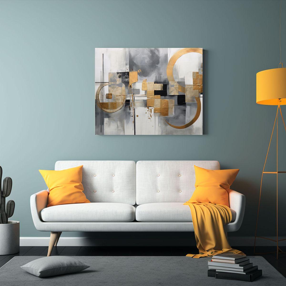 Pintura Abstracta De Huellas De Patas En Tonos De Gris Y Neg 65x50cm-2