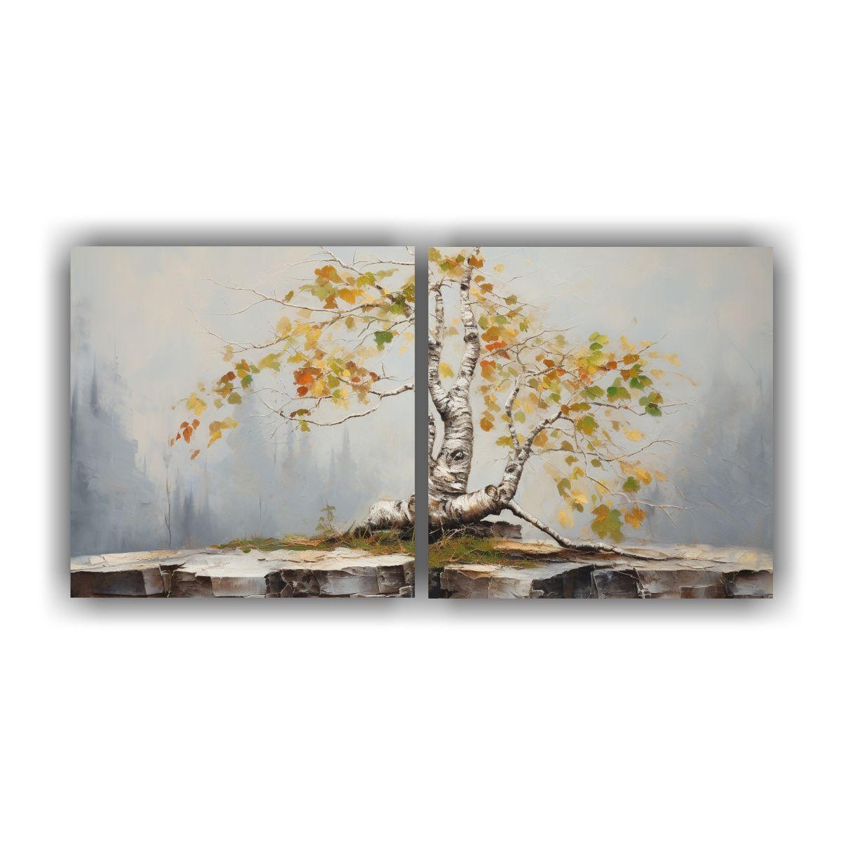 Cuadro Abstracto De árbol Bonsái En Alta 80x40 Cm-0